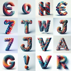Modern 3D lettering blends Trianglify colors. AI generated illustration