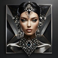 AI-crafted art showcases diamonds on a sleek black backdrop, highlighting their brilliance and allure. Ideal for luxury designs and jewelry ads.