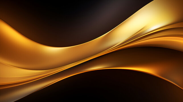 abstract golden wave background, luxury black background with golden line element, Abstract golden wavy background. 3d render
