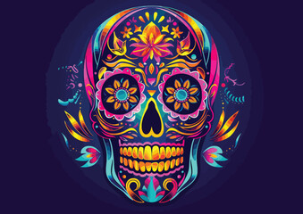 Sugar skull vector for tshirt design and wall decor