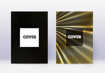 Hipster cover design template set. Gold abstract l