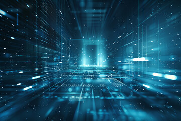 Futuristic digital data network with a dynamic feel.