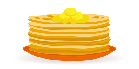 A plate of pancakes. Vector illustration.