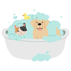 Pet Grooming  1 cute on a white background, vector illustration.