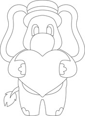 Elephant Groom Heart Wedding Animal Vector Graphic Art Illustration
