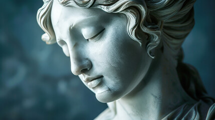 A beautiful marble statule of the greek goddess Nyx, the greek goddess of the night