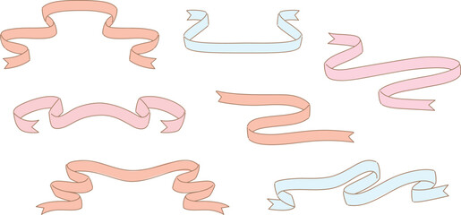 Line Minimalist Elegant Ribbon Set Illustration Vector