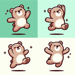 Illustration of a cheerful bear with a simple and minimalist flat design style