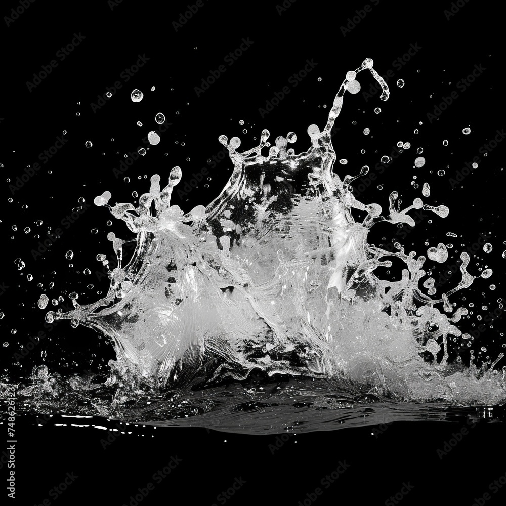 Poster an isolated black background with a splash of water