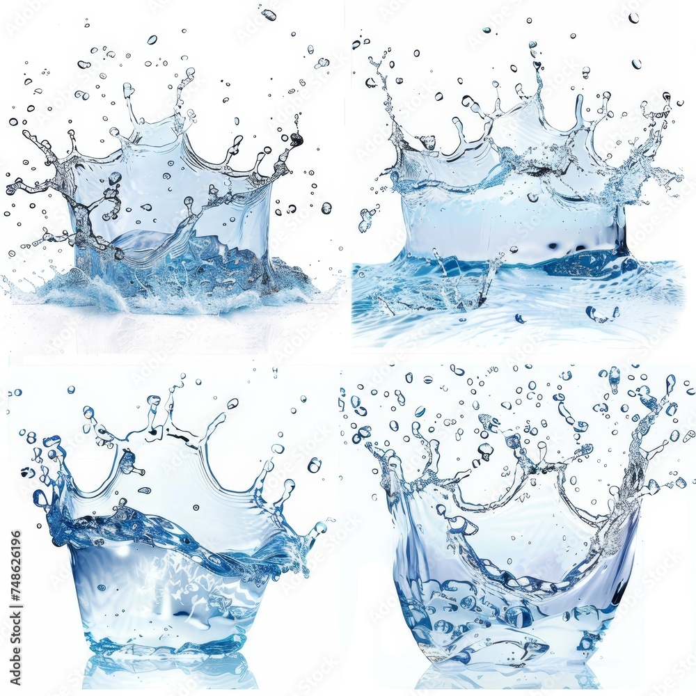 Aufkleber water splashes collection isolated on white background in high resolution