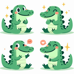 Vector crocodile is happy with a flat design style