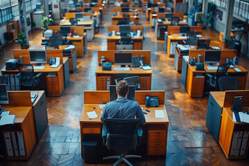 Lone worker in an empty office