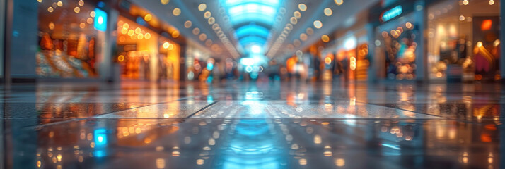 Shopping mall, department store interior with the supermarket for background. blurred image - obrazy, fototapety, plakaty