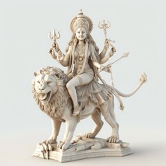 Fototapeta na wymiar Beautiful Deity Statue on a Lion Throne