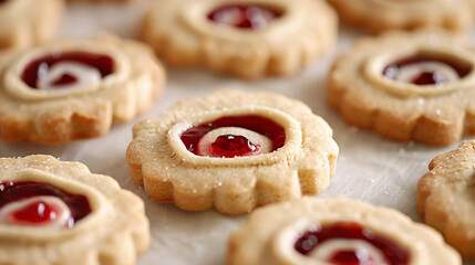 Shortbread cookies filled with red currant preserve