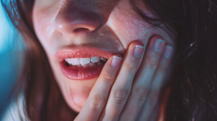 women with gum inflammation closeup