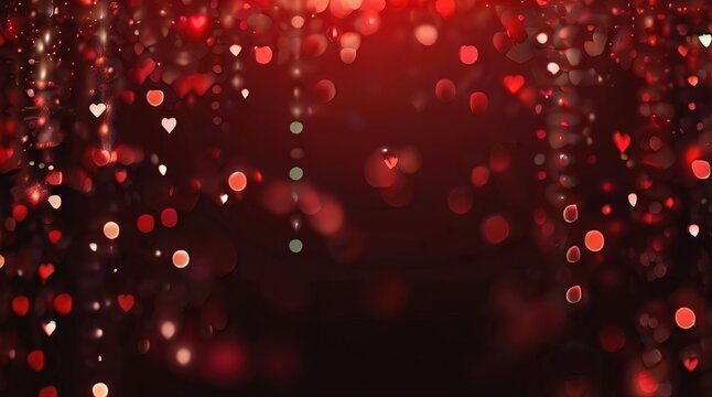 Christmas xmas background red abstract valentine, Red glitter bokeh vintage lights, Happy holiday new year, defocused, Christmas lights defocused background, generative Ai 