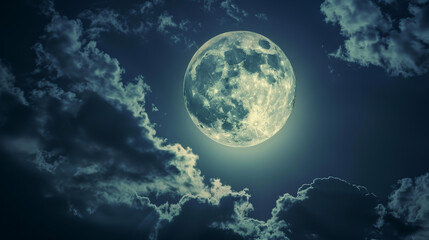 Naklejka na ściany i meble Clouds and the Moon