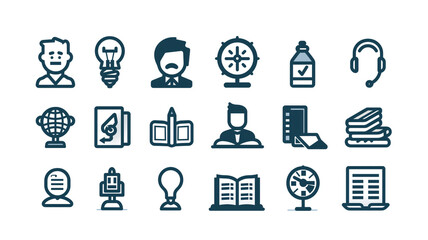 Expert Icon Set: Empowering Advice, Demonstrated Competence, Proven Expertise - obrazy, fototapety, plakaty