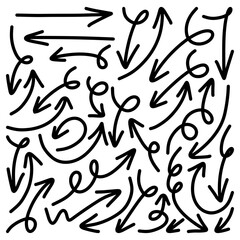 Set of Hand drawn vector arrows doodle on white background. design element vector illustration.