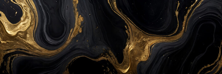 Wallpaper background texture of black marble with gold veins