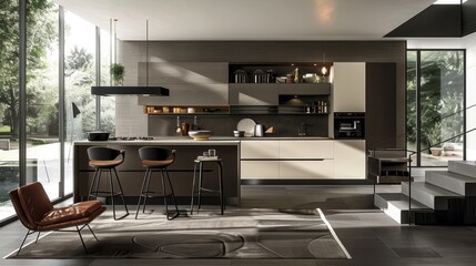 Geometric Kitchen with Sleek Built-In Units