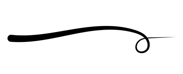 Swoosh and swoops underline typography tail shape. Brush drawn thick curved smear. Hand drawn curly swish, swash, squiggle, twiddle. transparent calligraphy doodle swirl.