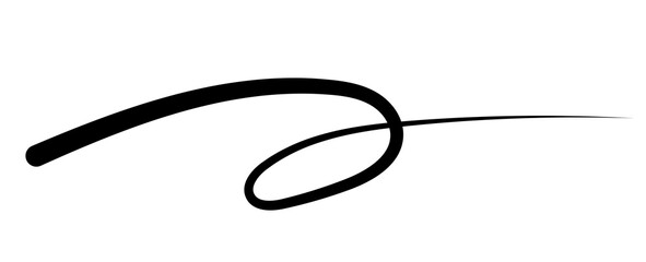 Swoosh and swoops underline typography tail shape. Brush drawn thick curved smear. Hand drawn curly swish, swash, squiggle, twiddle. transparent calligraphy doodle swirl.