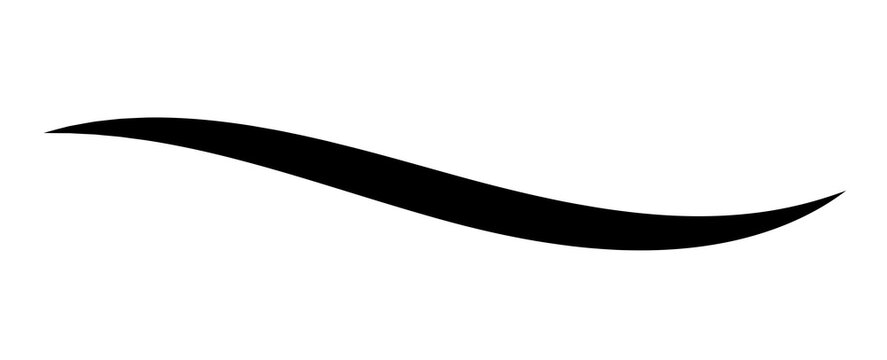 Swoosh and swoops underline typography tail shape. Brush drawn thick curved smear. Hand drawn curly swish, swash, squiggle, twiddle. transparent calligraphy doodle swirl.