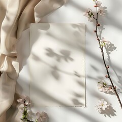 Invitation or Greeting Card Mockup with Flowers. Generative Ai