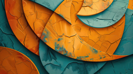 Vibrant 4K Abstract Wallpaper: Colorful Geometric Designs, Textures, and Patterns on Teal and Orange Background Generative AI