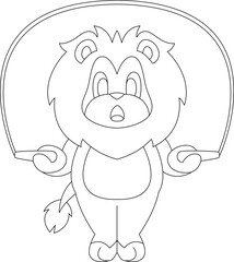 Lion Jumping rope Rope Animal Vector Graphic Art Illustration