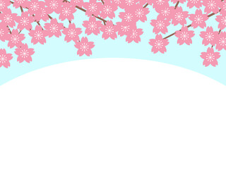 春のフレーム素材　桜と空のイメージ（1_1）　ヨコ