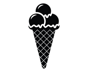 Ice cream cone icon isolated. Modern sweet vanilla desert sign. Trendy vector chocolate cram symbol for web site design, button to mobile app. Logo ice cream illustration.