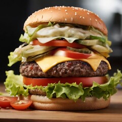 hamburger on a black background
