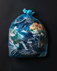 Earth in a garbage bag. Environmental pollution concept.