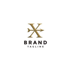Arrow in the Middle of Initial Letter X Logo Design. Target Symbol In Letter X And Arrow Icon Logo Design.