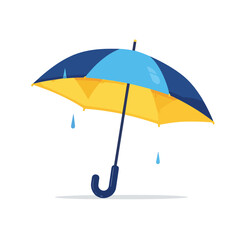 Opened umbrella in side view flat simple style. Vector