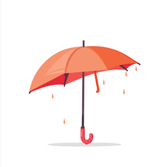 Opened umbrella in side view flat simple style. Vector