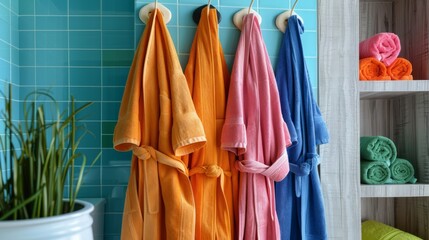 Artistic Designer Bathrobes and Colorful Towels