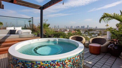 luxury  resort hotel rooftop view - obrazy, fototapety, plakaty