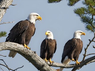 Bald eagle in three piece