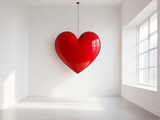 A vibrant red heart isolated in white background.