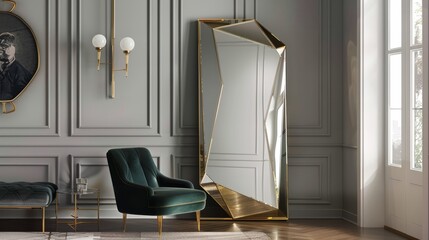 Geometric Full-Length Mirror for Contemporary Decor