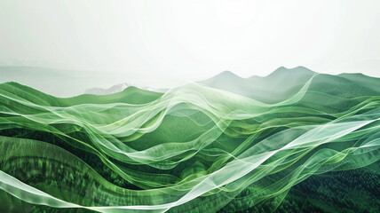 Vibrant Abstract Organic Green Lines: A Stunning Wallpaper Background Illustration Generative AI - obrazy, fototapety, plakaty