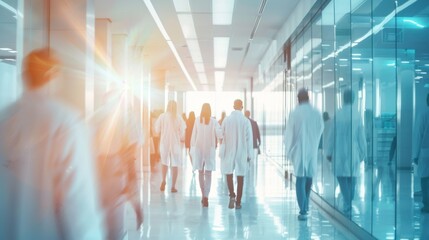 Fototapeta premium doctors and nurses walking in hospital with blurred motion. 