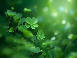 Fototapeta na wymiar Beautiful green clovers illustration background