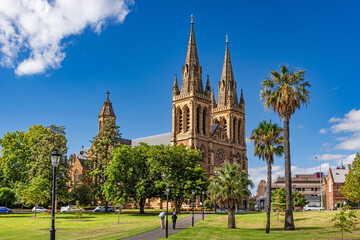 St. Peter's Cathedral in Adelaide, South Australia. View from Pennington Gardens