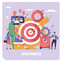 2d vector illustration colorful business , Achieving the goal among many goals with the best proposal and the best results
