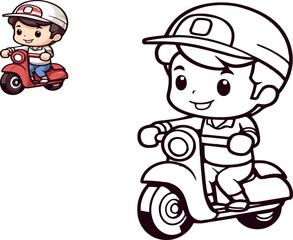 Ride Along with Joy, Charming Scooter Coloring Pages for Kids Creative Playtime